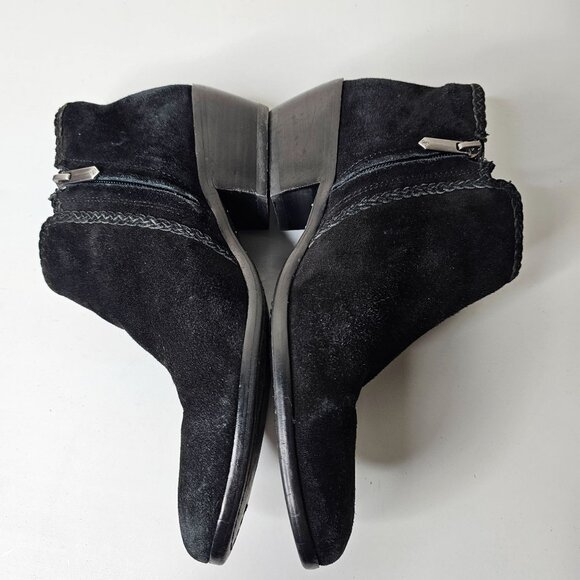 Sam Edelman Size 7 Boots Black Suede Leather Paige Ankle Bootie Fringe Western - Picture 5 of 11